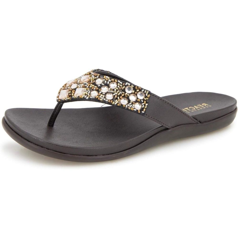 Kenneth Cole Reaction Glam-athon Womens Sandals Bark Brown Rhinestone Beaded 8 M